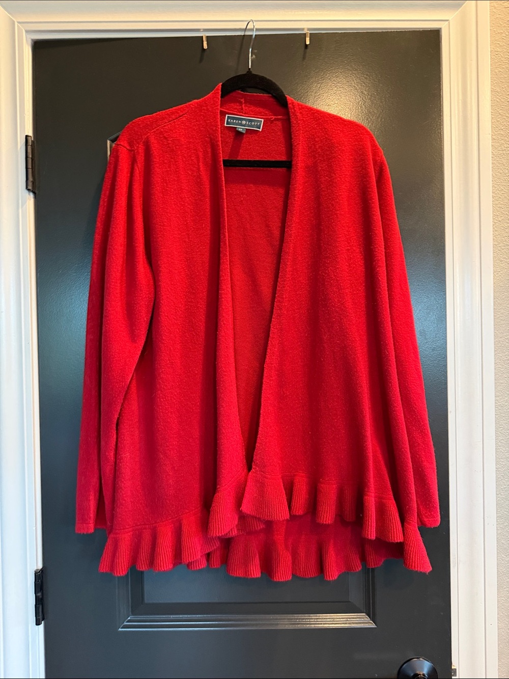 Karen Scott ruffled hem cardigan